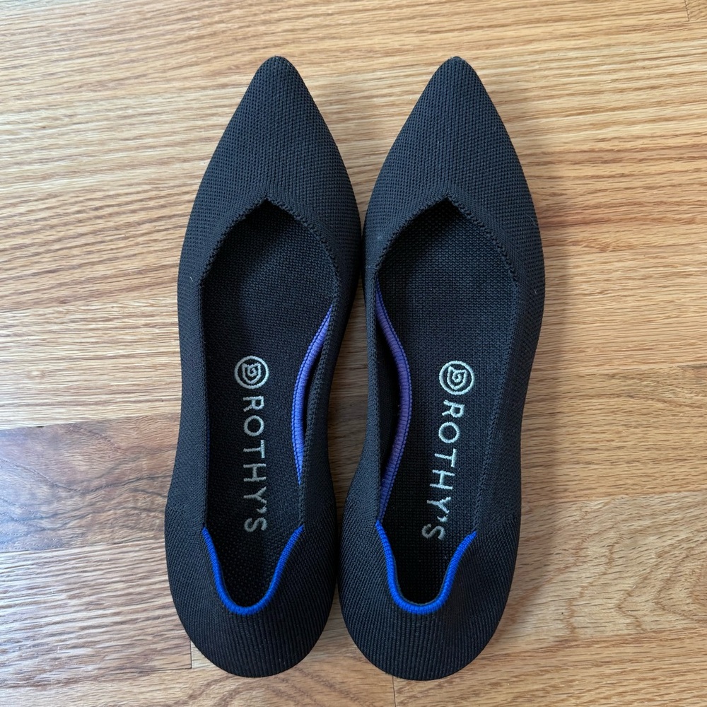 Rothy’s Black Pointed Ballet Flats Size 9